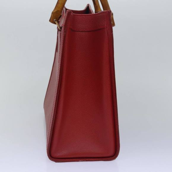 GUCCI Bamboo Hand Bag Leather Red 002 1186 0260 Auth ep4665 - Picture 3 of 16